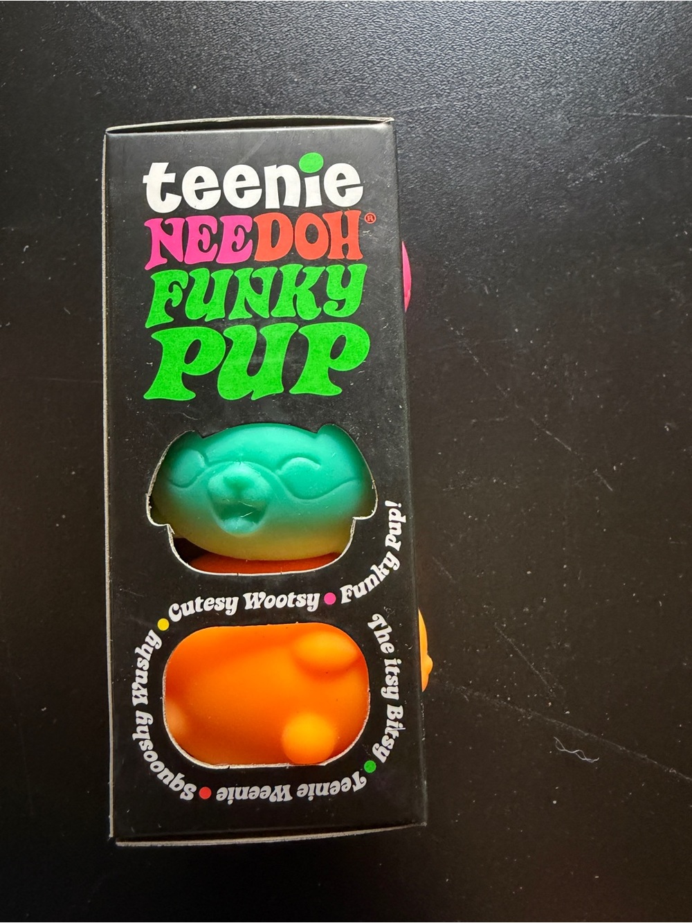 Nee Doh Schylling Teenie Funky Pup 3-pack Pink Orange Teal Squishy Sensory Toy